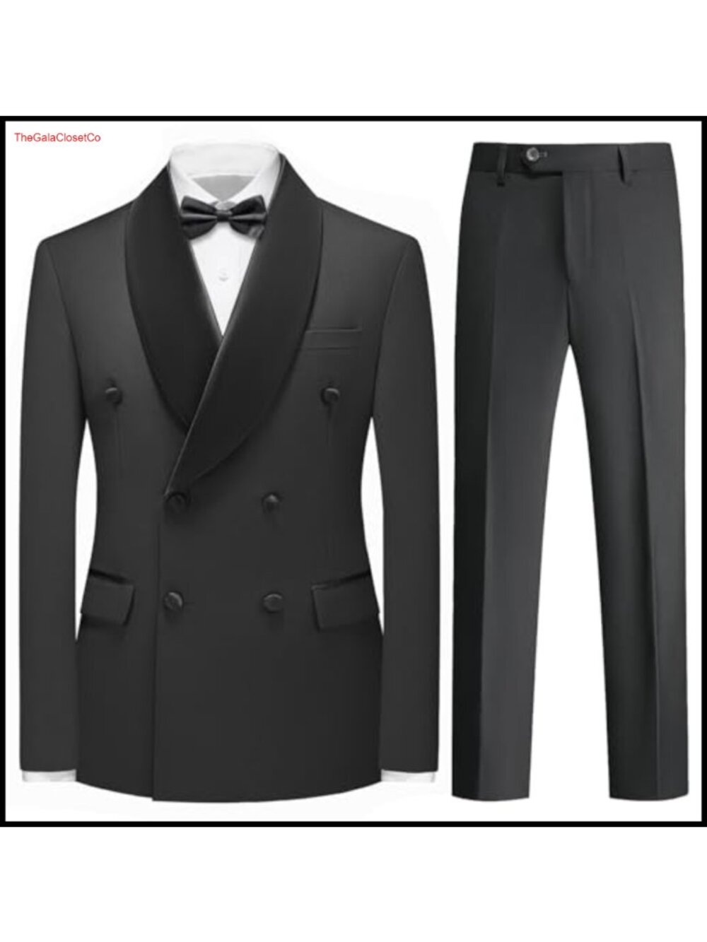 Mens Double Breasted Tuxedo Suit 2 Piece Regular Fit Prom Set